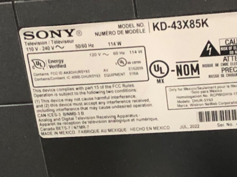 Photo 1 of Sony KD43X85K 43 inch X85K 4K HDR LED Google TV