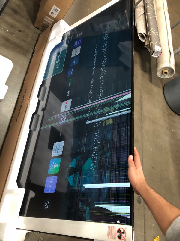 Photo 2 of (DAMAGED)SAMSUNG 65-Inch Class Crystal UHD AU8000 Series - 4K UHD HDR Smart TV with Alexa Built-in (UN65AU8000FXZA, 2021 Model)
**SCREEN DAMAGED ,POWERS ON**