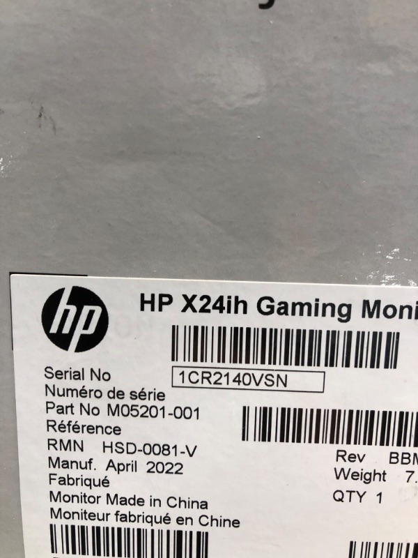 Photo 3 of HP 24" FHD 144Hz 1ms GTG IPS LED FreeSync Gaming Monitor (X24ih) - Black
