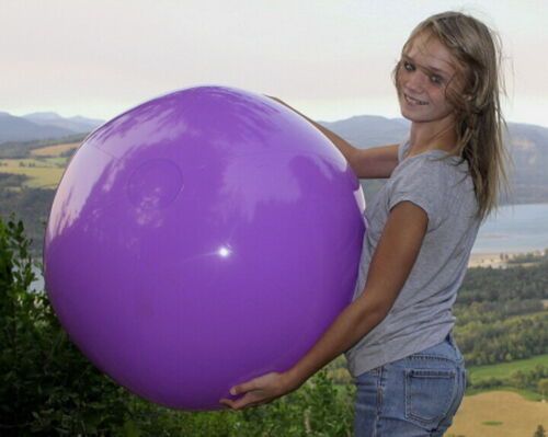 Photo 1 of 4ft  DEEP PURPLE Inflatable Beach Ball, Glossy Vinyl, Fun POOL PARTY Decoration
