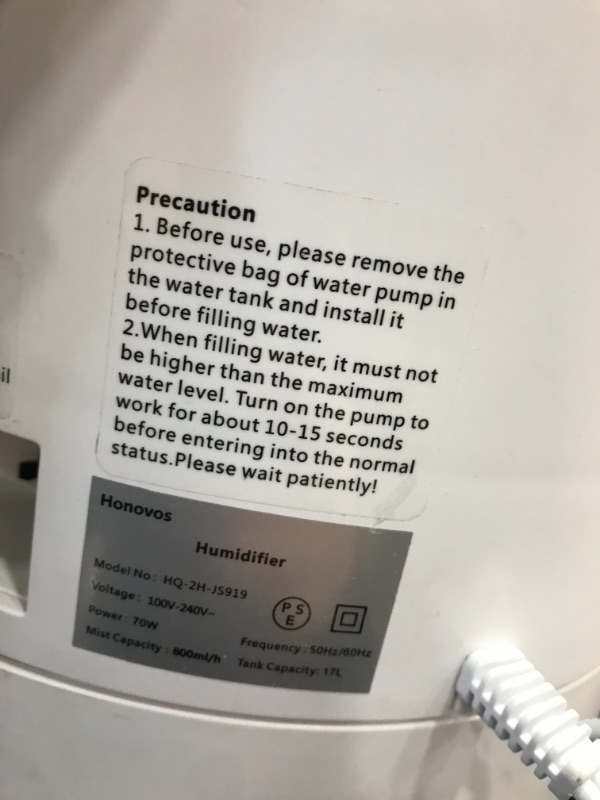 Photo 4 of Tower Humidifiers Large Room Bedroom 1000 sq ft,Honovos 17L 4.49Gal Ultrasonic Cool Mist Topfill Humidifier with 360°Nozzle 4 Speeds Humidistat Essential Oil Tray for Plant Home School Office Greenhouse
