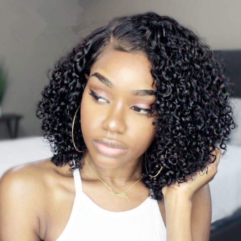 Photo 1 of Dorosy Hair Lace Front Wigs Human Hair Wigs for Black Women 13x4 Lace Front Wigs Brazilian Wet Short Bob Curly Wigs Glueless Pre Plucked with Baby Hair(8 inch)
