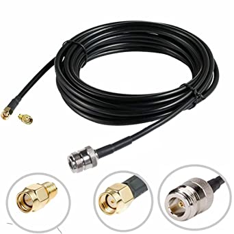 Photo 1 of 16.4ft Low Loss Coaxial Extension Cable N Female to RP-SMA Female & SMA Male Flexible Communications Coax Cable for Radio LoRa Gateway Nebra RAK Bobcat Helium Hotspot HNT Miner Antenna