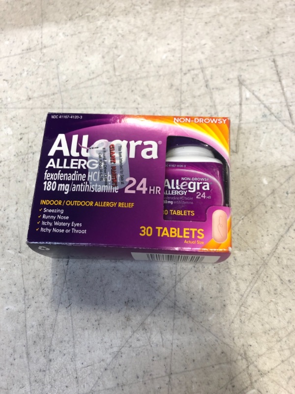 Photo 2 of Allegra 24 Hour Allergy Tablets 30 Tablets (Pack of 3)  EXP 02/24