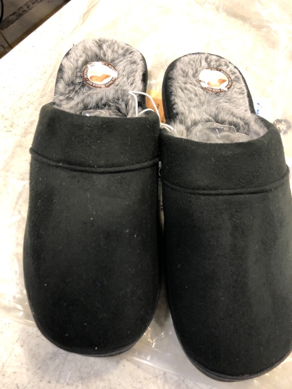 Photo 1 of DL Men's Memory Foam Slippers with Fuzzy Plush Lining, Slip on House Slippers with Indoor Outdoor Anti-Skid Rubber Sole SIZE 7