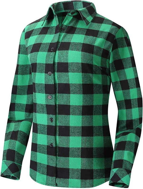 Photo 1 of Flannel Shirt Womens Plaid Long Sleeve Regular Fit Button Down Casual Cotton  SIZE XL 
