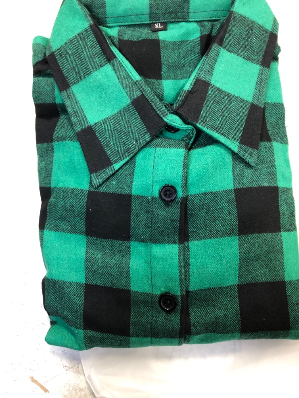 Photo 2 of Flannel Shirt Womens Plaid Long Sleeve Regular Fit Button Down Casual Cotton  SIZE XL 
