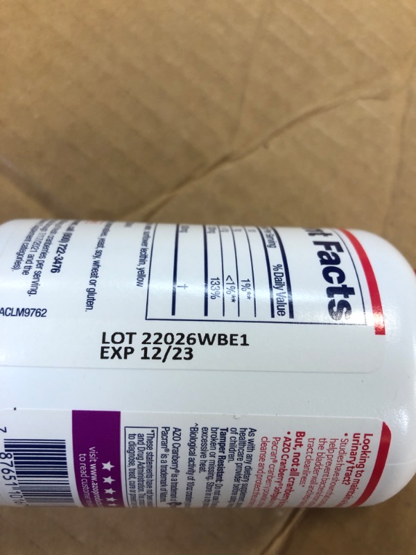 Photo 1 of AZO Cranberry Urinary Tract Health Dietary Supplement, 1 Serving = 1 Glass of Cranberry Juice, Sugar Free, 100 Count + Amazon Dash Smart Shelf (Small - 7" X 7")