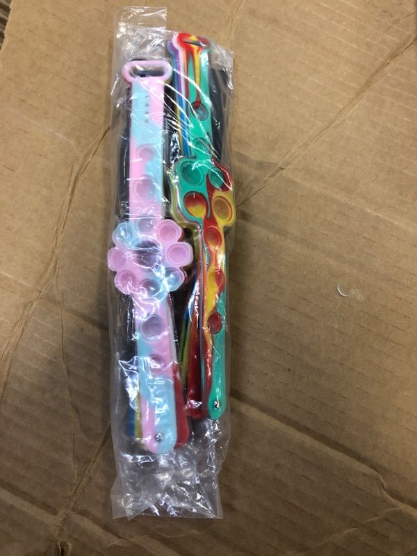 Photo 2 of 0 Packs Bracelet Pop Poppers Set for Kids Girls Boys Prizes,Stress Anxiety Reliever Sensory Toys Bulk Adjustable Wristband Stuffers Party Favors