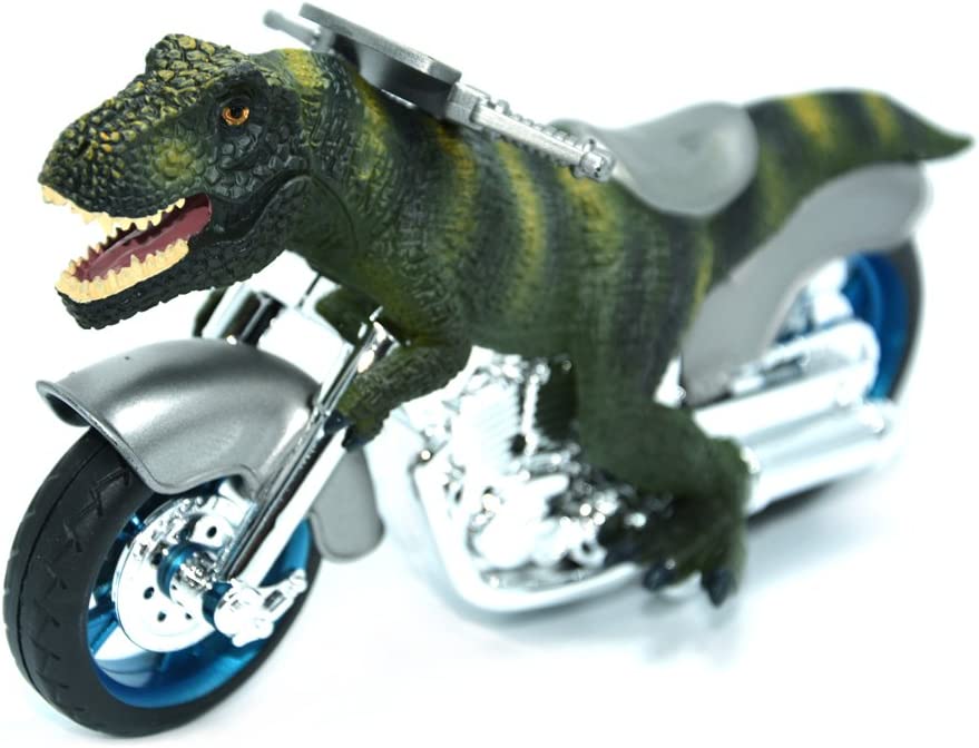 Photo 1 of BigNoseDeer Dinosaur Motorcycle Toys - Animal Friction Motorcycles Toys Dinosaurs Tyrannosaurus T Rex 7.1" x 4"