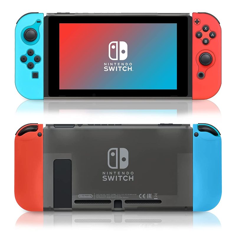 Photo 1 of Clear Protective Shell Compatible with Nintendo Switch Three Generations, with 2 Pieces of Silicone Grips, high-Definition Transparent Case Compatible with Nintendo Switch 6.2
