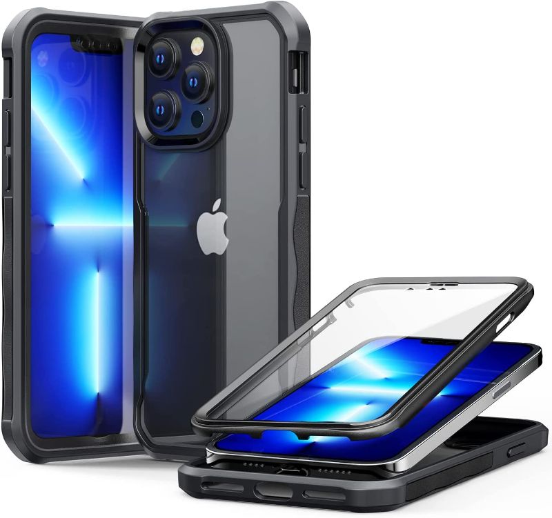 Photo 1 of VRJEUGO for iPhone 14 Pro Max Case, 360 Full-Body Heavy Duty Protection with Built-in Screen Protector, Tough Rugged Drop Proof and Shockproof Bumper Case for iPhone 14 Pro Max 6.7", Black
