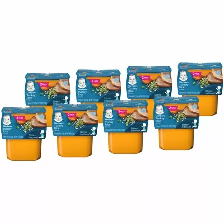 Photo 1 of  (Pack of 8) Gerber 2nd Foods Turkey Rice Dinner Baby Food, 4 oz. Tubs, 2 Count  -- BB AUG. 31 2023 --