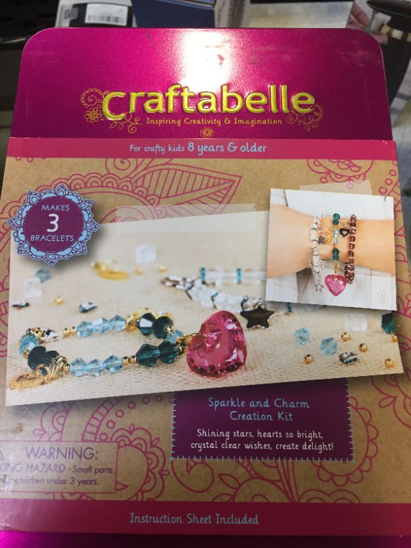 Photo 2 of Craftabelle – Sparkle and Charm Creation Kit – Bracelet Making Kit – 141pc Jewelry Set with Crystal Beads – DIY Jewelry Sets for Kids Aged 8 Years +