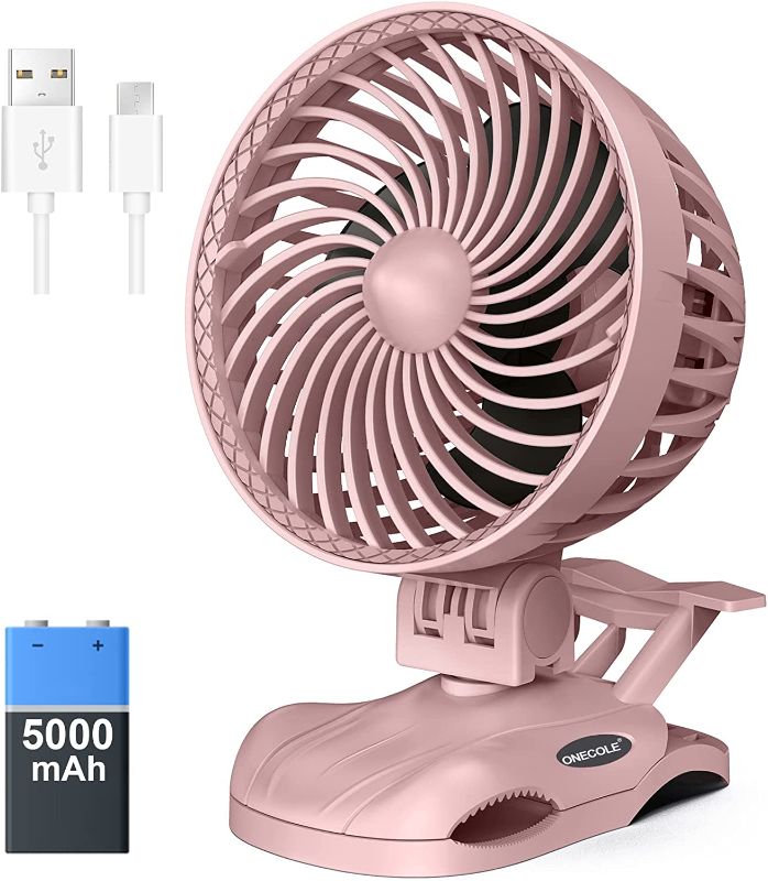 Photo 1 of 5000mAh Portable Clip on Fan Battery Operated - Rechargeable 6 inch Small Desk Fan, 24 Hours Running Time, CVT Speeds USB Fan, 360° Adjustable, Quiet Personal Fan for Outdoor Camping Golf Cart Office
