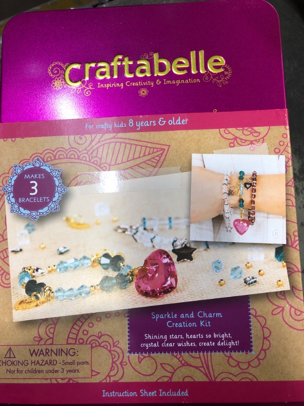 Photo 2 of Craftabelle – Sparkle and Charm Creation Kit – Bracelet Making Kit – 141pc Jewelry Set with Crystal Beads – DIY Jewelry Sets for Kids Aged 8 Years +