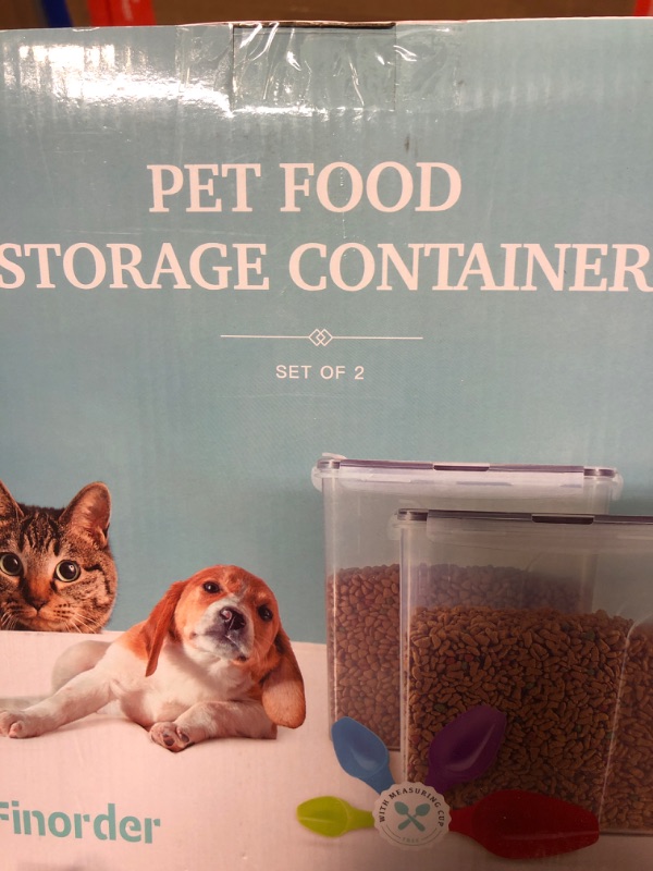 Photo 1 of Airtight Pet Food Storage Containers,2 Pack (4L+2.5L) Food Container with Measuring Spoon & 4 Labels, for Dogs,Cats,Birds and Other Animals