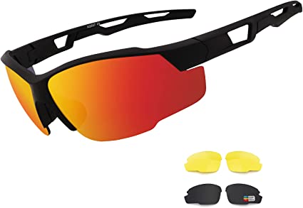 Photo 1 of  Polarized Cycling Glasses,Sports Sunglasses with 3 Interchangeable Lens for Women and Men,Baseball Glasses