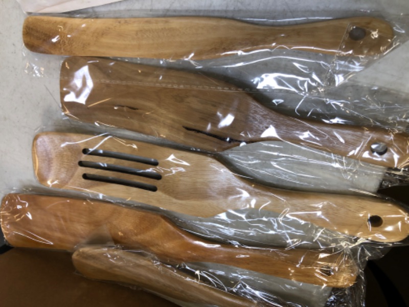 Photo 2 of Wooden Spurtle Set, Spurtles Kitchen Tools As Seen on TV, Wooden Spatula and Spurtle Set, Teak Wood Heat Resistant & Nonstick Wooden Spoons for Cooking, Spurtle for Stirring, Mixing, Serving?5?