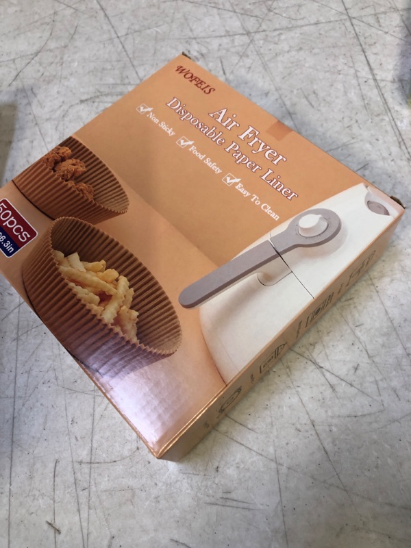Photo 1 of Air Fryer Disposable Paper Liner,50PCS 6.3 in Air Fryer Baking Paper Liner Basket, Oil-proof, Water-Proof Cooking Parchment Paper for Air Fryer,Food Baking Paper for Baking Roasting Microwave (6.3in)
