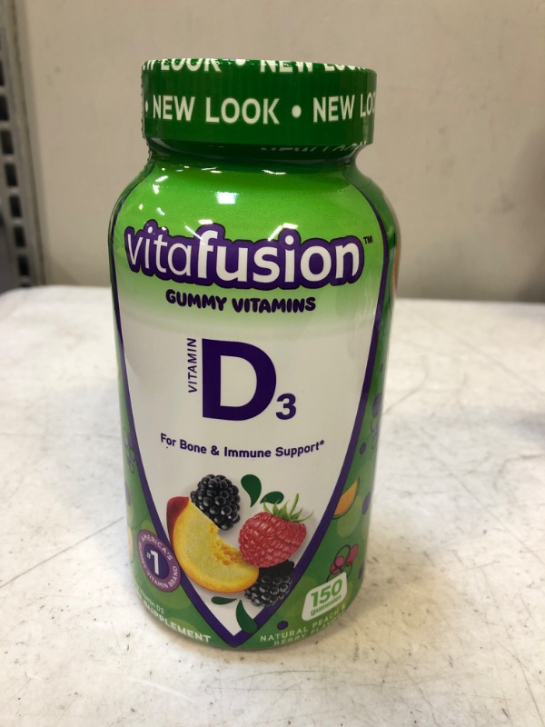 Photo 1 of Vitafusion Vitamin D3 Gummy Vitamins for Bone and Immune System Support, Peach, Blackberry and Strawberry Flavored, 50 mcg Vitamin D, America’s Number 1 Gummy Vitamin Brand, 75 Day Supply, 150 Count