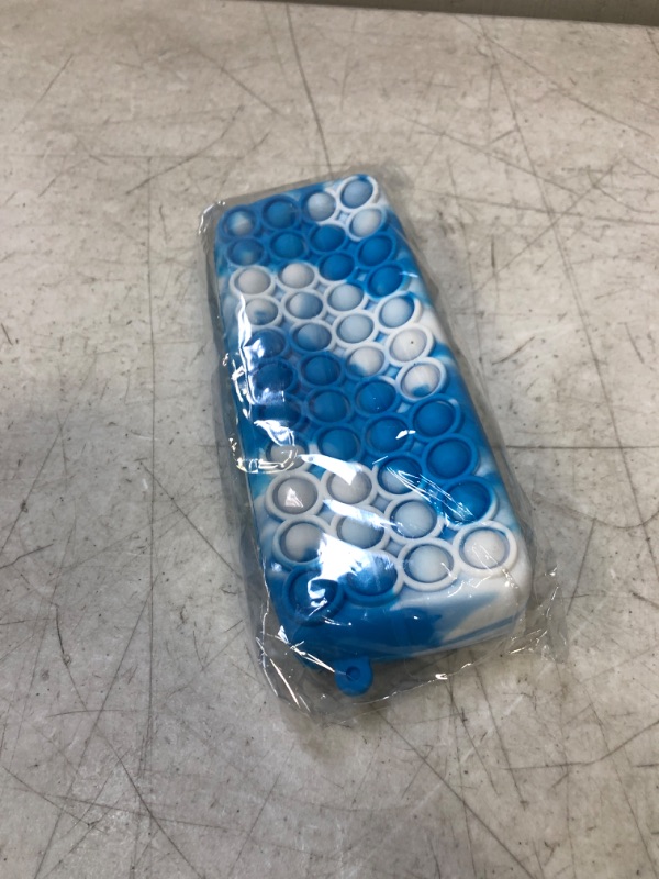 Photo 1 of ATESSON Pop Bubble Pencil case, Pencil Pen Case Sensory Silicone Toy, Stationery Storage Bag Decompression Toy for Kids, Office Stationery Organizer, Anti-Anxiety Toy for Kids and Adult (Blue + white)
