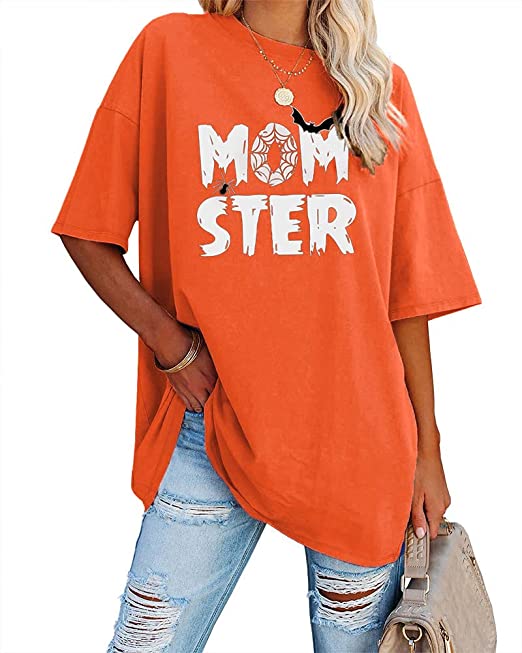 Photo 1 of Fisoew Womens Oversized Tees Loose T Shirts Half Sleeve Crew Neck Color Block Cotton Tunic Tops, XXL
