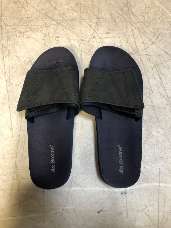 Photo 2 of ARRIGO BELLO Mens Slides Sandals Slip On Sandals Adjustable Comfortable Athletic Anti-Slip Slides for Indoor Outdoor *** SIZE 11 BLUE MINOR CREASING ***