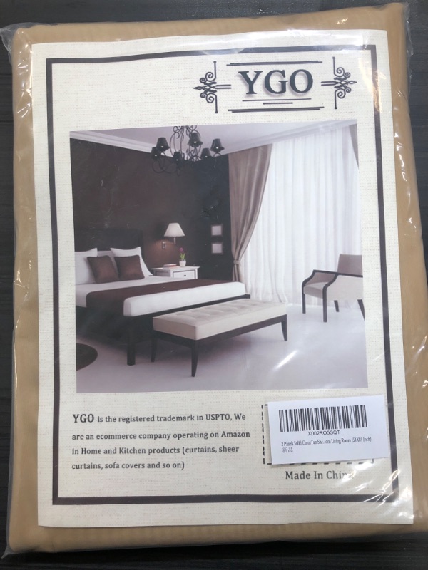 Photo 2 of  Sheer Beige Curtains 84 Inch Length 2 Panels for Bedroom - Grommet Light Filtering Sheer Voile Gauze Curtains Drapes for Living Room, Tan, 54 Inch by 84 Inch