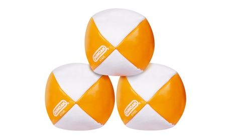 Photo 1 of Duncan Juggling Balls - [Pack of 3] Orange/White Vinyl Shells Circus Balls with 4 Panel Design Plastic Beans
