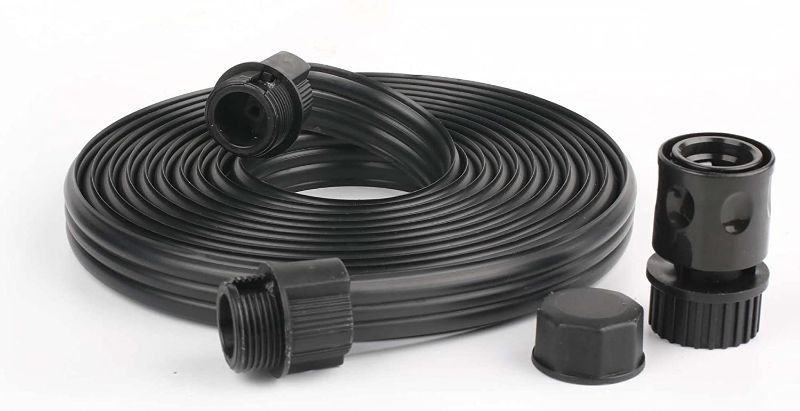 Photo 1 of  Flat Sprinkler Hose with Garden Hose Quick Connector 3/4" GHT Fittings, Soaker Hose, Drip Hose, Saves Water, For Garden/Vegetable/Water-efficient irrigation (25FT, Black)