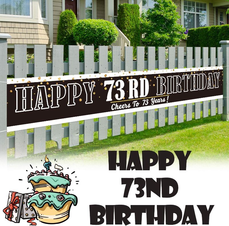 Photo 1 of 9.8 x 1.6 ft Large Sign Happy 73rd Birthday Banner - Cheers to 73 Years Old Decor