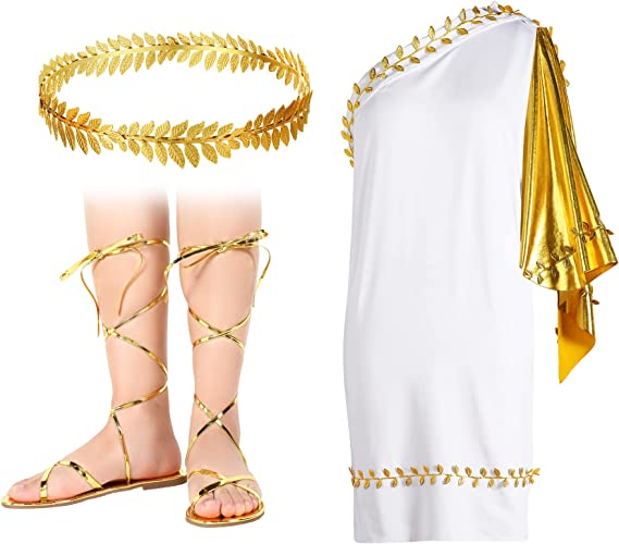 Photo 1 of 3 Pcs Greek Goddess Costume Set, Roman Toga Accessories Gold Laurel Leaf Headband Dress Sandals for Women Cosplay-SIZE XL
FACTORY SEALED BOX
