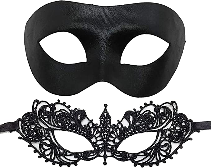 Photo 1 of 2 PC Couple's Masquerade Mask for Couples Venetian Halloween Costume Party Decor
