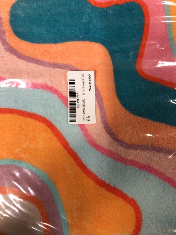 Photo 2 of Abstract Rainbow Bathroom Rug 2x3 Faux Wool Area Rug Soft Non-Slip Bath Rugs