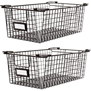 Photo 1 of 2 Pack Stackable Wire Storage Baskets With Handles