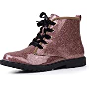 Photo 1 of FITORY Girls Glitter Ankle Boots, Lace Up Waterproof Combat Shoes Sz 3