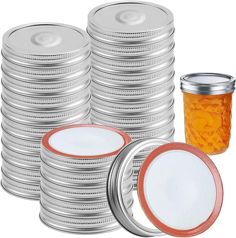 Photo 1 of 36 Pack Canning Lids and Rings Wide Mouth, SGAOFIEE Split-Type Metal Mason Jar Lids with Silicone Seals Rings for Ball Kerr Mason Jar, Secure Mason Canning Jar Caps
