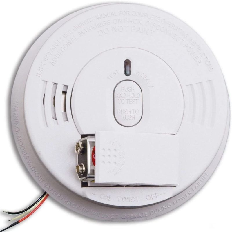 Photo 1 of Kidde Smoke Detector, Hardwired Smoke Alarm with Battery Backup, Front-Load Battery Door, Test-Silence Button
