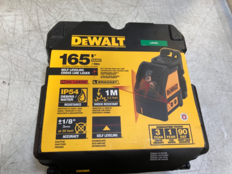 Photo 2 of DEWALT Line Laser, Self-Leveling, Cross Line, Red Beam (DW088K)
