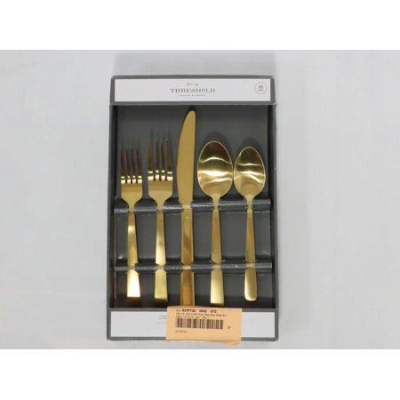 Photo 1 of 20pc Stainless Steel Silverware Set Gold - Threshold
