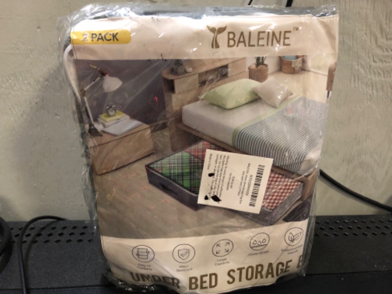 Photo 2 of BALEINE 2 Pack Underbed Storage Bags with Zippers, Clear Top and Reinforced Handles to Organize Clothes, Comforters, Shoes and Gift Wrapping Paper, Linen Fabric, Rigid Sidewall 2-Pack Linen Rigid Sidewall