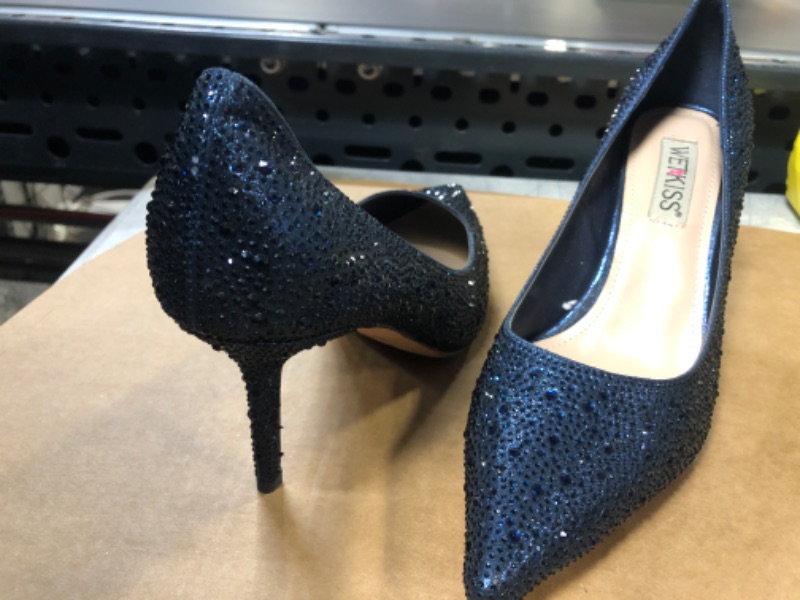 Photo 2 of  NAVY BLUE GLITTER HEELS - size 9 
