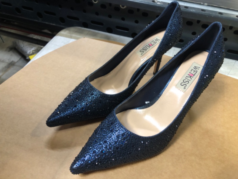 Photo 1 of  NAVY BLUE GLITTER HEELS - size 9 
