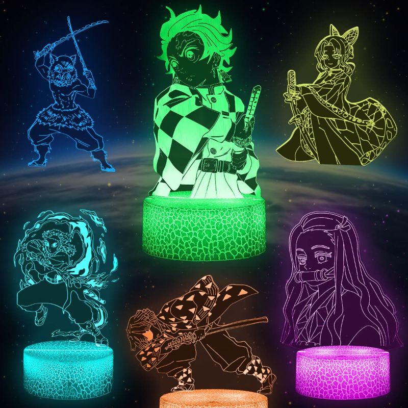 Photo 1 of Anime Night Light Toy, 3D Illusion Anime Lamp with 6 Patterns and 16 Colors Changing, Decor Table Lamp Birthday Christmas Gifts for Boys Girls
