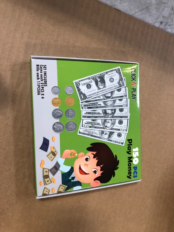 Photo 2 of Click N' Play Pretend Play Copy Money for Kids, Realistic Bills & Coins Counting, Math, Currency Set of 150-Pieces