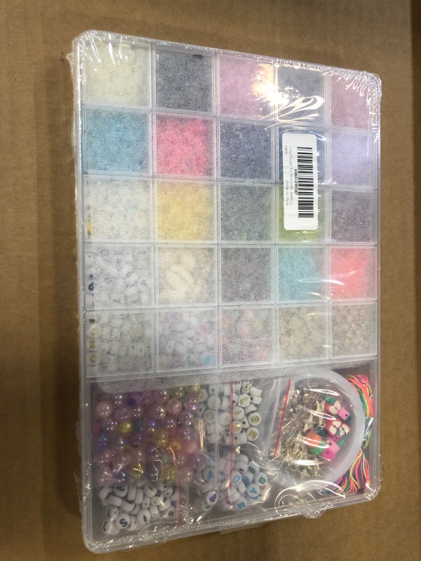 Photo 2 of 6000PCS Clay Beads Bracelet Making Kit, 24 Colors Flat Round Clay Beads for Jewelry Making with Letter Beads Pendant Charms Kit and Elastic Strings DIY Jewelry Bracelet Beads, Crafts for Girls
