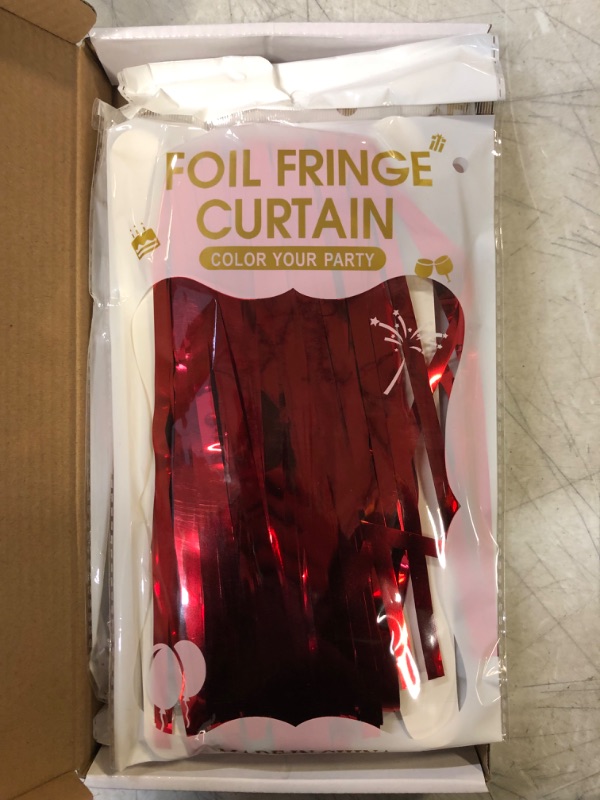 Photo 2 of 3 Packs Metallic Foil Fringe Garland Red Wall Hanging Tinsel Fringe Holiday Party Decoration