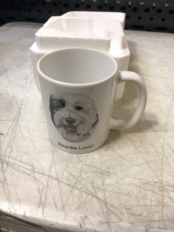 Photo 2 of Bearded Collie Coffee Tea Mug 11oz Ceramic Flower Dog lover Dog Rose Gift
