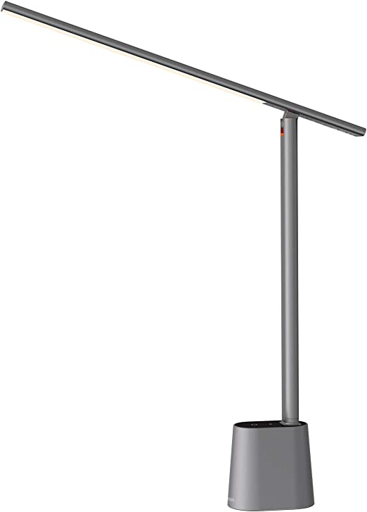 Photo 1 of Baseus LED Desk Lamp, Auto-Dimming Table Lamp, Rechargeable, Wireless, Portable, Eye-Caring Smart Lamp, Touch Control, 3 Color Modes, 250 Lumens, for Home Office, Living Room, Bedroom, Painting, Grey
